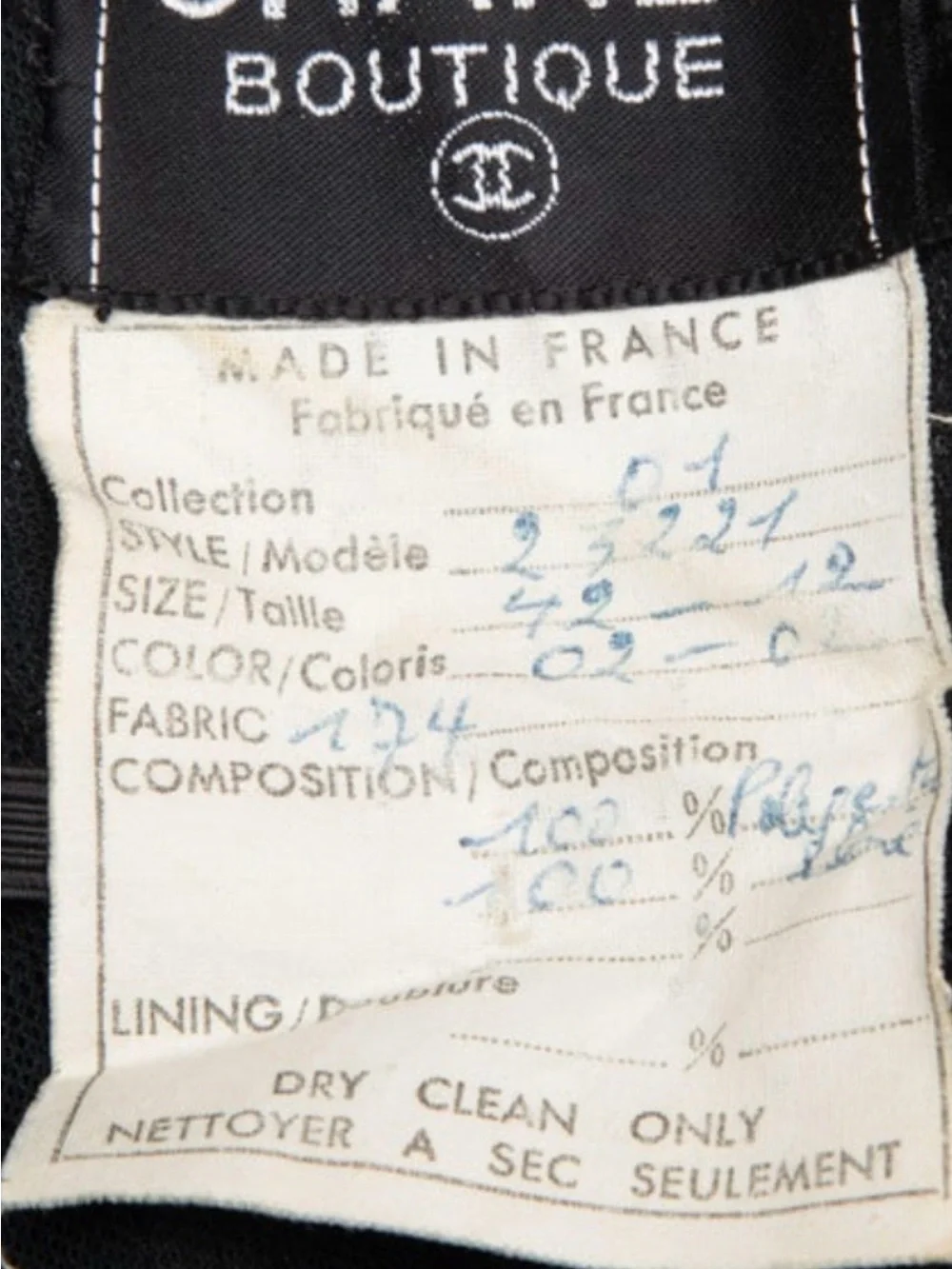 Vintage Chanel Boutique Black Dress France 42 US 12